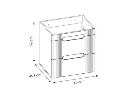 Szafka pod umywalkę Fiji White 60 cm biała nowoczesny design szafki z szufladami stylowe ryflowanie na frontach frezowane uchwyty