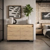 Komoda z szufladami Quant 133 cm dąb artisan / czarny nowoczesna komoda z oświetleniem LED idealna do sypialni w stylu loftowym