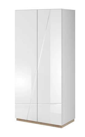 Szafa Futura 90 cm biały / biały połysk / dąb riviera oryginalny design szafa do przedpokoju lub sypialni z frezowanymi frontami