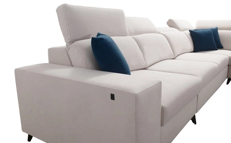 Narożnik z funkcją spania Kelly Sleek XI brązowy prawostronny stylowy i komfortowy narożnik wykonany z trwałej plecionej tkaniny