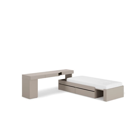 Zestaw mebli Woow clay grey lewy uniwersalny zestaw mebli narożny z możliwością dopasowania do układu wnętrza meble młodzieżowe