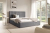 Łóżko tapicerowane Graso 140x200 ciemny szary nowoczesne i eleganckie łóżko gustowny symetryczny wzór na wezgłowiu pojemnik na pościel