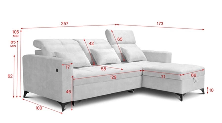 Narożnik z funkcją spania Laredo oliwkowy prawostronny komfortowy i stylowy narożnik rozkładany z pojemnikiem na pościel