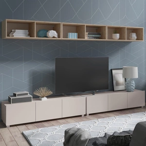 Meblościanka Apulia XXXIII beżowy / dąb złoty wyjątkowo stylowa meblościanka proste bryły wpisujące się w każde wnętrze