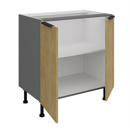 Szafka kuchenna stojąca z półką Corsico 80 D 2F BB szafka odporna na działanie wilgoci i uszkodzenia metalowe uchwyty krawędziowe