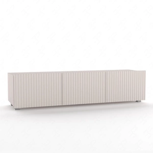 Szafka RTV Colder 150 cm beżowa z możliwością podwieszenia stylowy ryflowany front elegancka forma mebla w nowoczesnym stylu