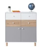 Komoda z szufladami Beja 85 cm biała / dąb artisan / szara idealna do pokoju młodzieżowego funkcjonalna i pojemna