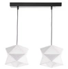 Lampa wisząca podwójna Quasar designerska lampa sufitowa do salonu lub jadalni z białymi abażurami i czarną metalową podstawą