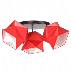 Plafon sufitowy potrójny Quasar designerska lampa sufitowa do salonu z czerwonymi abażurami i czarną metalową podstawą