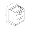 Szafka kuchenna stojąca z szufladami Zova D60 S/3 biały / jasny szary pojemna szafka odporna na wilgoć i uszkodzenia frezowane uchwyty