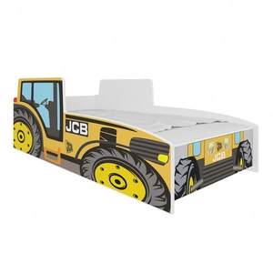 Łóżko Tractor Yellow 70x140 cm designerskie łóżko z materacem w kształcie traktora z ozdobnym nadrukiem wykonane z solidnych materiałów