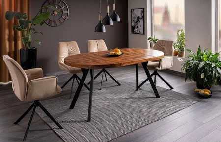 Krzesło tapicerowane Boogie II 45x44 cm beżowe stylowe krzesło obrotowe z metalowymi nogami krzesło glamour