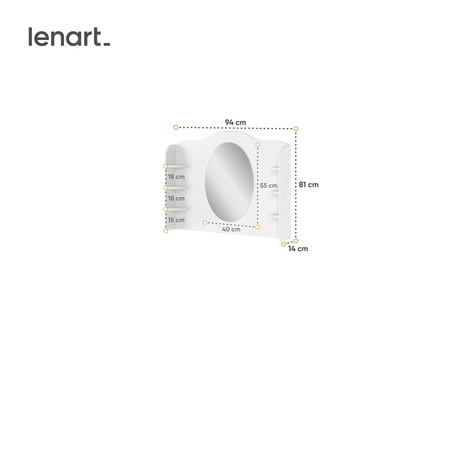 Nadstawka do biurka Luna 110 cm biała toaletka z półkami funkcjonalny dodatek do uporządkowania dziewczęcych drobiazgów