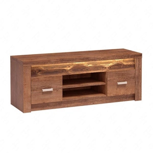 Szafka RTV Indiana 137 cm jesion jasny elegancka stylistyka szafki pod telewizor ozdobna deska na froncie szafki oświetlona LED