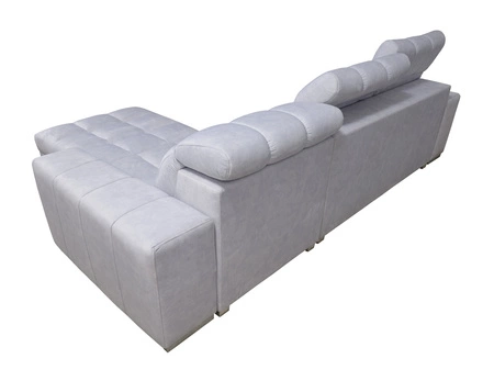 Narożnik z funkcją spania Luigi turkusowy prawostronny narożnik z dwoma pojemnikami na pościel tkanina o ciekawej strukturze