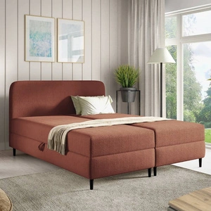 Łóżko kontynentalne Aberg 140x200 ceglaste nowoczesny minimalizm stylowe łózko do sypialni wysoki zagłówek o zaokrąglonych rogach