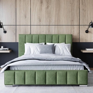 Łóżko tapicerowane Insam 140x200 miętowe stylowe łóżko z pojemnikiem na pościel wygodny zagłówek zachwyca eleganckim designem