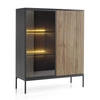 Witryna Amma 104 cm niska czarny / dąb wotan zachwyci miłośników wyrazistych wnętrz idealna do salonu oraz jadalni dekoracyjny ryflowany front