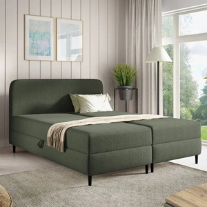 Łóżko kontynentalne Aberg 120x200 zielone nowoczesny minimalizm stylowe łózko do sypialni wysoki zagłówek o zaokrąglonych rogach