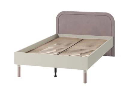 Łóżko Harmony 120x200 cm beżowy / truflowy wygodne łóżko do pokoju młodzieżowego lub dziecięcego miękki tapicerowany zagłówek