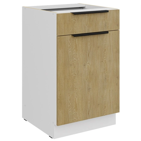 Szafka kuchenna stojąca z szufladą i półką Cremona 50 D 1F 1S BB metalowe uchwyty krawędziowe szafka odporna na działanie wilgoci i uszkodzenia