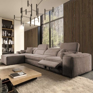 Narożnik z funkcją spania Viano XII Lux jasny brąz lewostronny designerski narożnik do salonu z komfortowym wysuwanym podnóżkiem