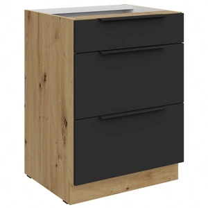 Szafka kuchenna stojąca z szufladami Alatri Ar 60 D 3S BB odporna na uszkodzenia wykończenie frontów w technologii anti fingerprint