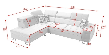 Narożnik z funkcją spania Hampton VII beżowy lewostronny narożnik do pokoju wykonany z aksamitnej tkaniny o gładkiej powierzchni