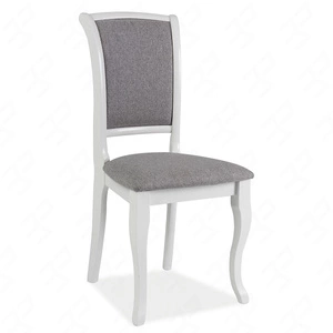 Krzesło drewniane MN-SC 42x45 cm biały / szary krzesło do jadalni w stylu klasycznym ponadczasowe krzesło z tapicerowanym siedziskiem
