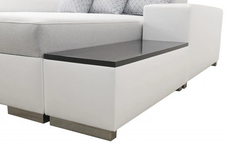 Narożnik z funkcją spania Provo czarny prawostronny narożnik z pojemnikiem na pościel i funkcjonalną dostawką