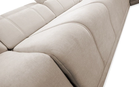 Narożnik z funkcją spania Cetara XII szary brąz prawostronny stylowy design komfortowe przesuwane oparcia dwa pojemniki na pościel