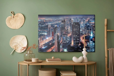 Obraz na płótnie Dubaj nocą 100x70 cm ponadczasowa ozdoba każdego wnętrza obraz w wyrazistej kolorystyce wysoka jakość wykonania