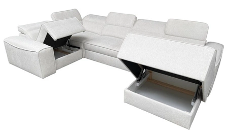 Narożnik z funkcją spania Viano IV kremowy prawostronny designerski narożnik rozkładany idealnie wpisujący się w nowoczesne aranżacje