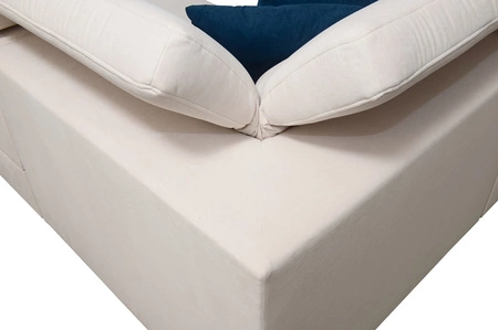 Narożnik z funkcją spania Kelly IV indyjski róż prawostronny velvet komfortowy narożnik regulowane zagłówki bok wykończony lamelami