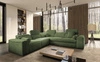 Narożnik z funkcją spania Viano III zielony lewostronny stylowy narożnik z pojemnikami na pościel doskonały do nowoczesnych wnętrz