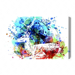 Obraz na płótnie abstrakcyjny jeleń 100x70 cm ponadczasowa ozdoba wnętrza obraz w wyrazistej kolorystyce wysoka jakość wykonania