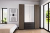 Szafa z lustrem Kastano V 200 cm czarna stylowy design szafy do przedpokoju drzwi szafy ozdobione lamelami w kolorze dąb evoke