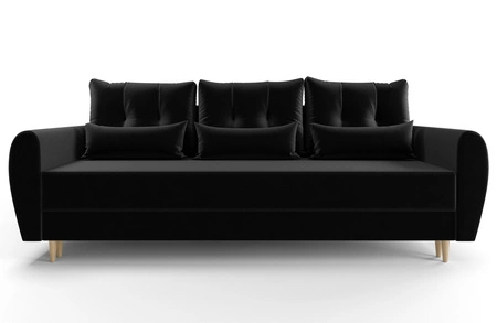 Sofa z funkcją spania Rovigo czarna lekka forma o eleganckim charakterze doskonałe uzupełnienie każdego wnętrza miękka tkanina