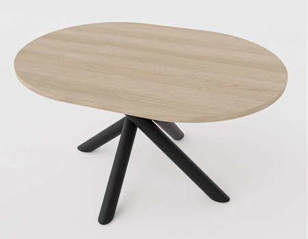 Stół Lyon 100x138 cm dąb lindberg / czarny stylowy stół do jadalni osadzony na designerskich nogach typu pająk regulacja wysokości