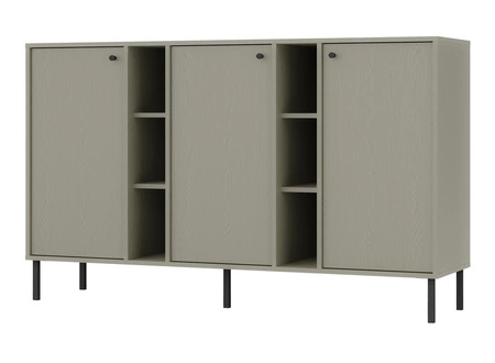 Zestaw mebli do salonu Kioto II eukaliptus stylowy design eleganckie meble wsparte na metalowych czarnych nogach subtelne uchwyty