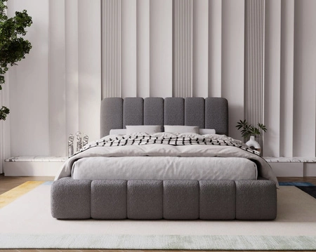 Łóżko tapicerowane Malmi 140x200 grafitowe stylowe łóżko z pojemnikiem na pościel wygodny zagłówek zachwyca eleganckim designem