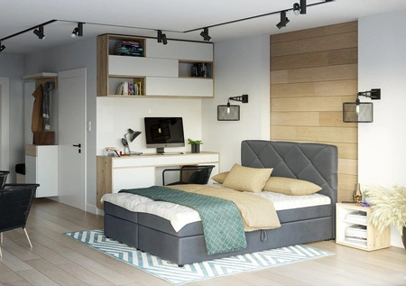 Łóżko kontynentalne Luton 180x200 jasny szary w nowoczesnym skandynawskim stylu z charakterystycznym zagłówkiem