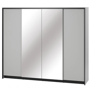 Szafa z lustrem Gris 250 cm szary / czarny elegancki design idealna szafa do sypialni lub garderoby klimatyczne oświetlenie LED