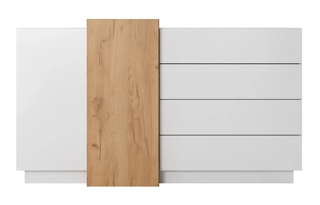 Komoda z szufladami Space 160 cm biały / dąb craft złoty modernistyczny design i nowoczesna forma mebla system push to open