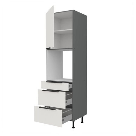 Słupek kuchenny Corato Ant 60 DPS-215 3S 1F szafka z szufladami do zabudowy piekarnika fronty wykonane w technologii anti fingerprint