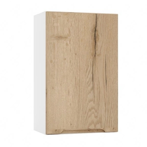 Szafka kuchenna wisząca Zova W45 biały / dąb halifax szafka do kuchni odporna na działanie wilgoci i uszkodzenia frezowany uchwyt
