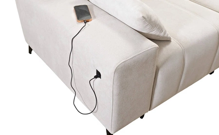 Narożnik z funkcją spania Penejos VIII szary prawostronny stylowy narożnik rozkładany wykonany z wytrzymałej tkaniny