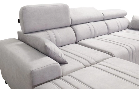 Narożnik z funkcją spania Castel grafitowy lewostronny komfortowy i stylowy narożnik rozkładany z pojemnikiem na pościel