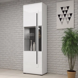 Witryna Tulsa 60 cm biała / biały połysk nietuzinkowe i praktyczne rozwiązanie idealna do wnętrz w stylu nowoczesnym i klasycznym