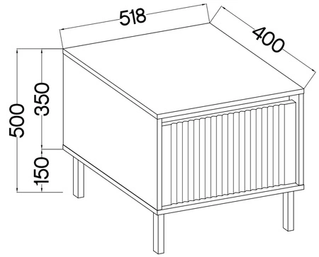 Szafka nocna Osaka dąb evoke / czarna z szufladą idealna szafka do sypialni osadzona na metalowych czarnych nogach modna kolorystyka